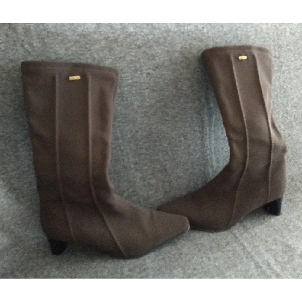 Gore-Tex Mid-Calf Boots Waterproof Women's 6.5 Chocolate Brown Square Block Heel